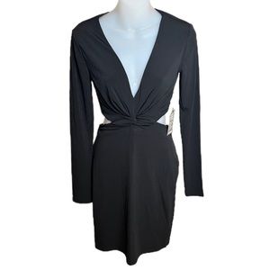NWT Express Black Criss Cross Front With Cut Out Sides MIDI Dress